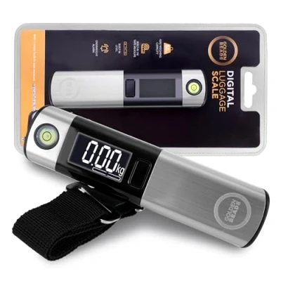 Image de Pèse bagages numérique avec ruban à mesurer et écran LCD rétroéclairé, capacité de 50 kg, balance voyage suspendre, bagage portable précise pour valises