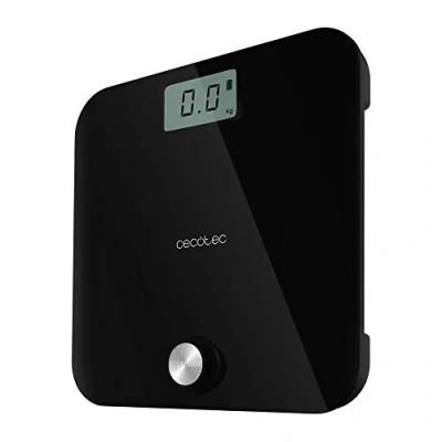 Image de Cecotec Balance Pèse personne avec bouton poussoir EcoPower 10000 Healthy Black, Surface en Verre Trempé très sécurisée et capteurs de précision, Écran LCD, 8 kg jusqu’à 180