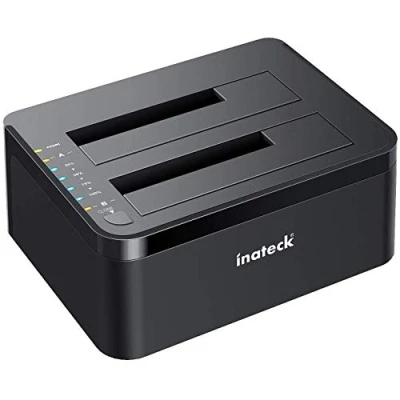 Image de Inateck Dock Disque durs USB 3.0 pour SATA de 2,5/3,5&quot; SSD/HDD, Compatible UASP, Clonage hors ligne, 2 Baies Station d&#039;accueil