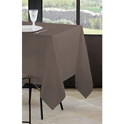 Image de Stof Lovely CASA Nappe Taille 145x300 cm 100% Polyester Couleur Taupe Modèle Nelson Rectangulaire Linge de Table Lavable 30 Qualité Exceptionnelle