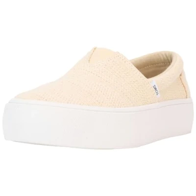 Image de TOMS Femme Fenix Platform Slip on Basket, Rayures métalliques en Lin Naturel Non teintées, 35.5 EU