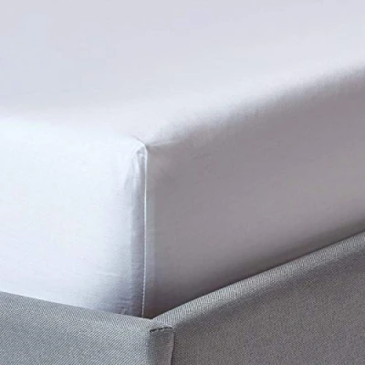 Image de HOMESCAPES Drap Housse uni 100% Coton égyptien Bio 400 Fils Blanc 120 x 190 cm