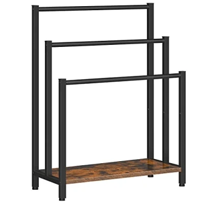 Image de HOOBRO Porte Serviettes, Range Serviettes avec 3 Barres, Support Salle de Bain, Étagère Rangement, 60 x 28 81 cm, pour Couvertures, Journaux, Marron Rustique et Noir EBF06LB01