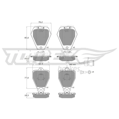 Image de TOMEX brakes TX 12 26 Jeu de plaquettes frein AUDI: A8 D2, 100 C4 Avant, A6 Avant