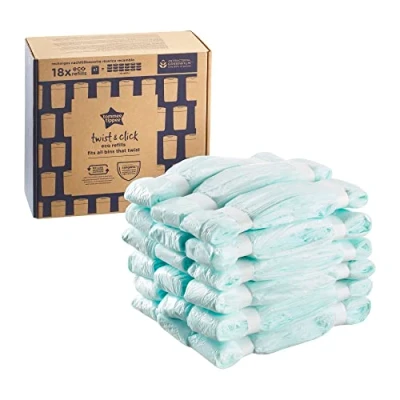 Image de Recharges pour poubelle à couches Tommee Tippee Twist &amp; Click, lot de 18, avec film antibactérien* multicouche, s&#039;adapter votre cassette Click existante