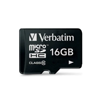 Image de Verbatim carte mémoire microSDHC Premium 16 Go noire SD pour capture vidéo en full HD résiste à l&#039;eau &amp; aux chocs appareil photo smartphone tablette
