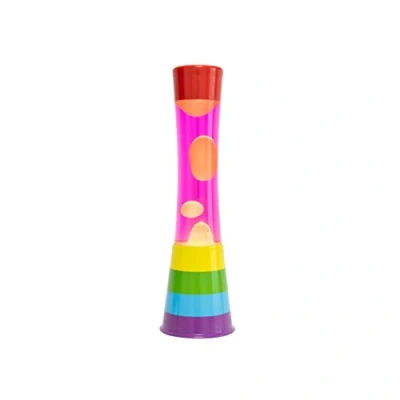 Image de Lampe à lave orange. Base multicolore, liquide rose et Dimensions: 11 cm x 11cm 39,5 FISURA
