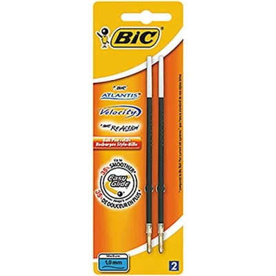 Image de BIC Atlantis Soft Recharges Stylo Bille Pointe Moyenne (1,0 mm) Bleu, Blister de 2