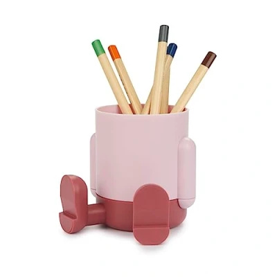 Image de Balvi Pot à Crayons Mr Sitty Couleur Rose Design coloré et Original avec Deux Compartiments de stocka