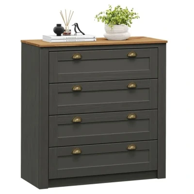 Image de IDIMEX Commode Bolton Buffet Meuble de Rangement avec 4 tiroirs, Style Classique, en pin Massif lasuré Gris Anthracite et Brun