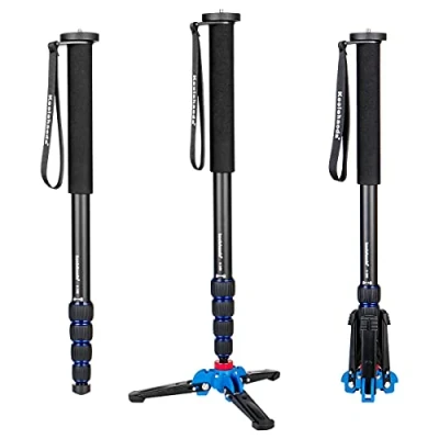 Image de Koolehaoda Caméra Aluminium Monopode avec Base de Support trépied Hauteur étendue 168 cm pour Camera vidéo Photographie Randonnée