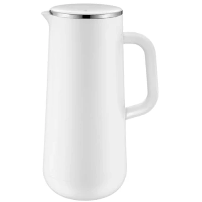 Image de WMF Impulse Bouteille Isotherme, 1 l, pour café ou thé, Fermeture à vis, Garde Les Boissons Froides et Chaudes Pendant 24 Heures, Blanc, Acier Inoxydable, Plastique