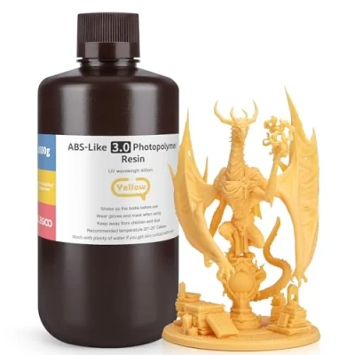 Image de ELEGOO Résine ABS Like 3.0 pour Impression 3D Imprimante LCD MSLA DLP UV 405nm Photopolymère, Haute Précision, Résistance et Ténacité Améliorées, Jaune 1000G