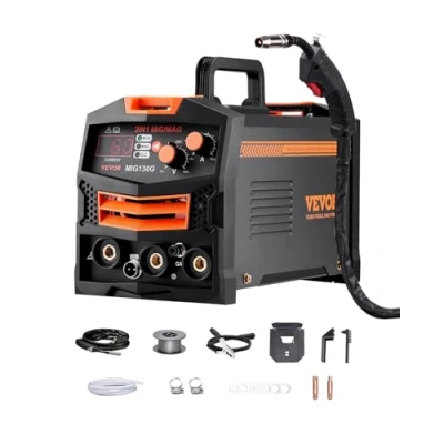 Image de Poste à Souder VEVOR MIG 130 A Machine de Soudage Synergique Soudeuse Portable Multi processus au Gaz sans 2 en 1