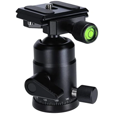 Image de Rollei trépied à rotule pour Compact Traveler No1 en aluminium Noir, tête de Professionnelle 360 avec Friction, capacité Charge 8 kg et 3 Niveaux Bulle. Plateau Rapide Acra Swiss