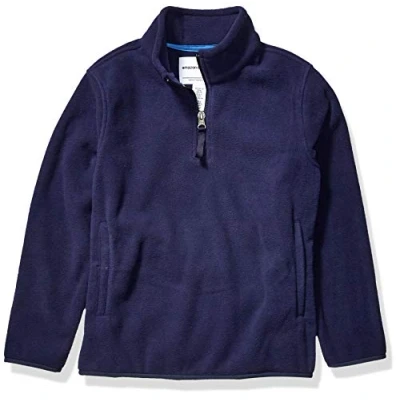 Image de Amazon Essentials Veste Zippée 1/4 en Molleton Polaire Garçon, Bleu Marine, 5 Ans