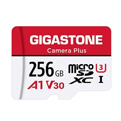 Image de Gigastone Carte Mémoire 256 Go Caméra Plus Série, Vitesse de Lecture allant jusqu&#039;à 100 Mo/s. idéal pour Full HD Vidéo Gopro Drone Android, A1 Micro SDXC avec Mini étui et Adaptateur SD.