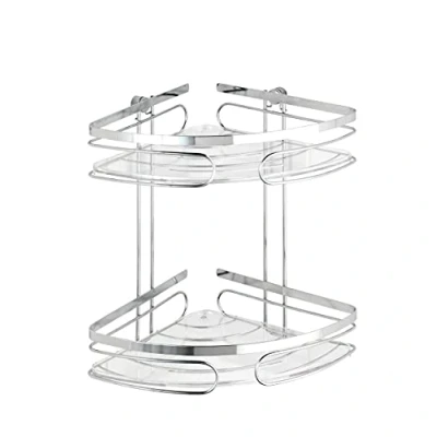 Image de WENKO Etagère d&#039;angle à 2 Niveaux Premium Acier INOX Brillant