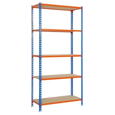 Image de SimonRack Étagère Rangement et 5 Niveaux en Boix, 150 kg Capacité de Charge Point Flexion, 2000x1000x400 mm, Lourde, Garage, Bleu/Orange/Bois Maderclick