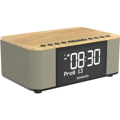 Image de Kenwood CR ST40DAB M Radio réveil stéréo avec 3 alarmes Dab+, FM, Bluetooth, USB, Fonction de Charge, Grand écran, 5 Niveaux d&#039;intensité Variable, 6 W RMS, mémoire des Stations, Aspect Bois