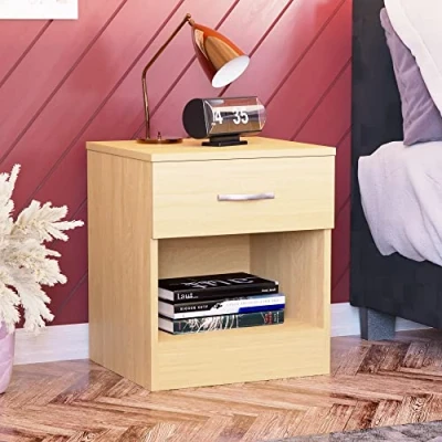 Image de Vida Designs Table de Chevet 1 tiroir en pin avec poignées et glissières métal, Product Size: H 47 x W 40 D 36 Cm Approx