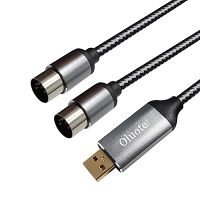 Image de Oluote Convertisseur D&#039;interface de Câble MIDI vers USB Pour Ordinateur Portable Clavier Piano Professionnel Dans un Studio Musique Domestique (3m)