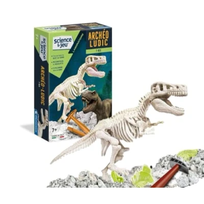 Image de Clementoni Science &amp; Jeu : Archéo Ludic Tyrannosaure Retrouve et Assemble les Fossil Kit Archéologie pour Enfant Squelette phosphorescent Scientifique Dès 7 ans 52068