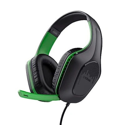 Image de Trust Gaming GXT 415X Zirox Casque Léger pour Xbox Series X/S avec Transducteurs 50 mm, Audio Jack 3.5 Câble de 1,2 m, Gamer Filaire Over Ear Micro Noir/Vert
