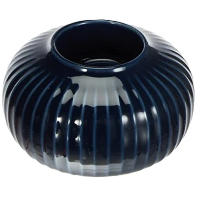 Image de Kähler Porte bougie à chauffe plat rond Ø10 cm Hammershøi design danois fait main, bleu
