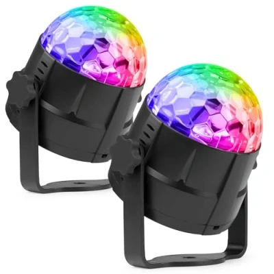 Image de Fuzzix Tornado Pack de 2 Boules Disco Lumineuses RGB 3 Modes Musique, Effet Strobe, Support Ventouse, Télécommande, Idéal pour fêtes d&#039;anniversaires à la Maison, Chambres d’Enfants