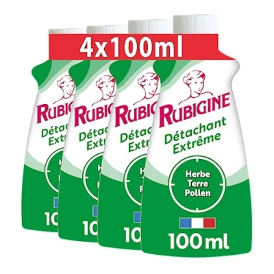 Image de IDEAL Rubigine, Détachant Herbe Terre Pollen, 100 ml lot de 4 Extrême, Efficace sur Tous les Textiles Lavables, Préserve la Fibre des Fabrication Française