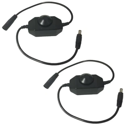 Image de LitaElek 2pcs LED Strip Dimmer Switch DC 12V 24V 3A Contrôleur en Ligne de Bande COB Gradateur Rotatif Ruban SMD Commutateur Variateur Dimmable 5,5x2,1mm Jack pour Lumières LED, Blanc