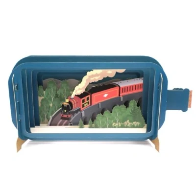 Image de Alljoy MIB139 Carte de vœux pop up en forme train à vapeur, 24cm x 15cm
