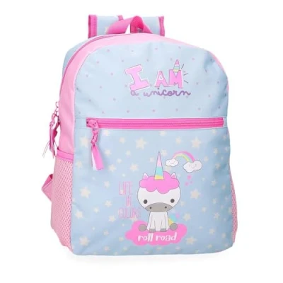Image de ROLL ROAD I am unicorn, sac à dos licorne, enfant, scolaire, en polyester, larges bretelles ergonomiques et matelassées, plusieurs poches compartiments.