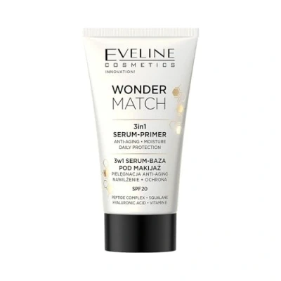 Image de Eveline Cosmetics Wonder Match Primer Sérum 3 en 1 pour Maquillage Longue Tenue &amp; Enrichissement des Soins de la Peau, Anti Âge, Hydratant 30 ML
