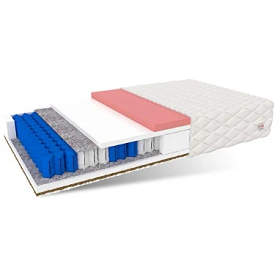 Image de FDM CORFU Matelas 80 x 200 à Ressorts ensachés de qualité supérieure 7 Zones Dureté H4/H3 en Mousse polyuréthane viscoélastique Polyester 22 cm Haut, Fibres Coco,