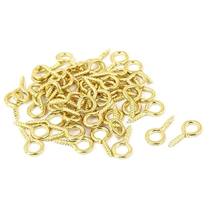 Image de sourcing map Crochet à Visser Piton Gond 0.07&quot;x0.55&quot; Vis Oeil Autotaraudeuse Cintre Doré 50Pcs