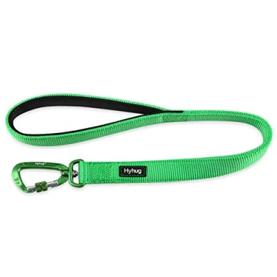 Image de Hyhug Pets Laisse Courte Robuste de 24 Pouces avec poignée Confortable et à Clip en Aluminium léger pour Les Grands Chiens Taille Moyenne. (Citron Vert, Grand Modèle Longueur 61CM)