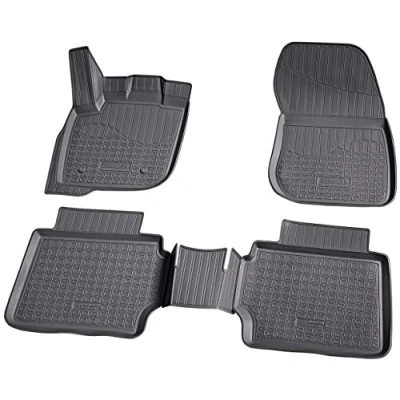 Image de Recambo Tapis de sol en caoutchouc 3D compatible avec Ford Mondeo V à partir 2014 voiture Ajustement parfait bordure Noir
