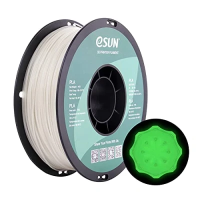 Image de eSUN PLA Glow in the Dark Vert Filament 1.75mm, Imprimante 3D Fluorescent, 1KG Bobine Phosphorescence pour 3D, Lumineux