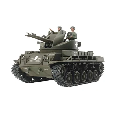 Image de Tamiya 300035161 Char Flak militaire 1:35 US M42 Duster, réplique fidèle à l&#039;original, modélisme, kit de construction en plastique, bricolage, loisirs, collage, assembler, non