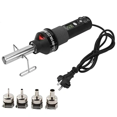 Image de Pistolet à Air chaud Électronique, thermique réglable LCD, 220V 450W électronique LCD avec 4 Buses et 1 Support pour Station de Soudage Dessouder IC SMD BGA
