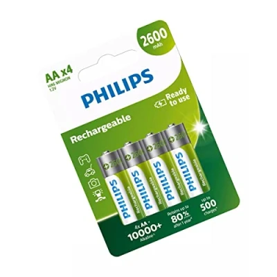 Image de Piles Rechargeables AA Pack de 4 2600 mAh PHILPS
