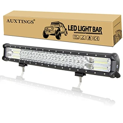Image de AUXTINGS 55 cm 324W Triple rangée 7d Barre Lumineuse LED de Travail Spot inondation Combo Faisceau DC 12V 24V 6000K Offroad Véhicules 4x4 ATV Utvs