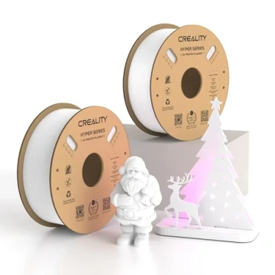 Image de Creality filament officiel pour imprimante 3D, Hyper PLA haute vitesse, 1,75 mm impression à grande précision dimensionnelle +/ 0,02 mm, 2 kg (1 kg/bobine x 2) blanc +