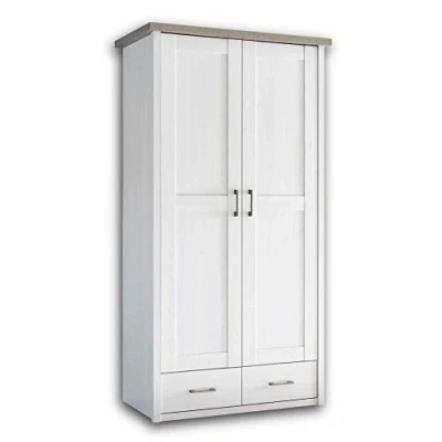 Image de Luca Armoire 3 Portes élégante pour Chambre bébé Polyvalente à battantes avec Beaucoup d’Espace de Rangement en Pin Blanc/Truffe 148 x 201 62 cm (l/h/p)