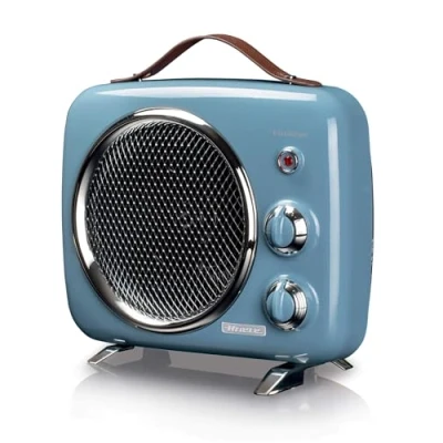 Image de Ariete 808 Chauffage soufflant Vintage, Froide et chaud, Thermostat réglable, poignée de transport facile Bleu clair 2000 W
