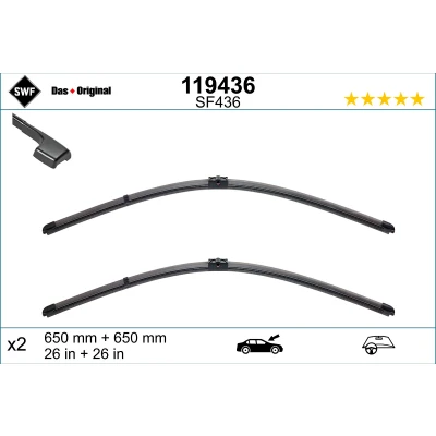 Image de Balai d&#039;essuie glace Swf Visioflex 119436 avant Sans Cadre PORSCHE: Cayenne, VOLKSWAGEN: Touareg I