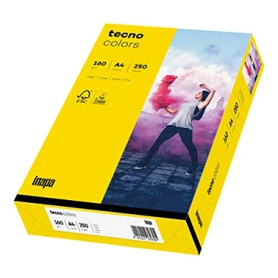 Image de inapa Tecno Colors Lot de 250 feuilles papier coloré 160 g/m² Jaune intense Format A4