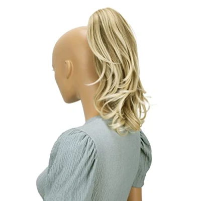 Image de CAISHA 30cm Postiche Avec Clip Papillon Natte Queue De Cheval Extensions Cheveux Volumineux Ondulé Mélange Blond H107a